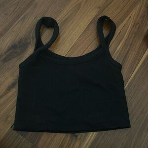 Black Ribbed Crop Top